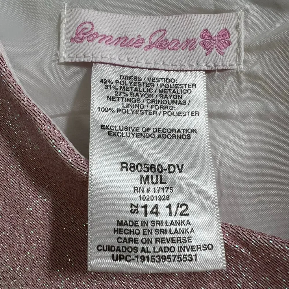 Bonnie Jean Girls Formal Rainbow Tulle Sparkly Princess Dress Sleeveless Sz 14.5